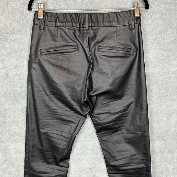 Bevy Flog Pants Womens 28 Black Vegan Leather Coated Pullon Pockets Quiet Luxury - Picture 4 of 13